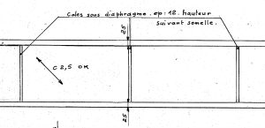 Longeron Tissot vue de dessus avec des cales sous les diaphragmes
